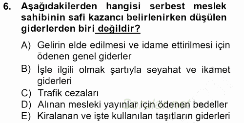 Türk Vergi Sistemi 2012 - 2013 Dönem Sonu Sınavı 6.Soru