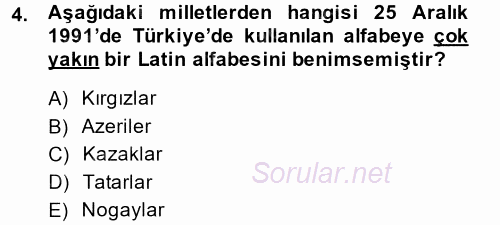 Çağdaş Türk Edebiyatları 1 2013 - 2014 Dönem Sonu Sınavı 4.Soru