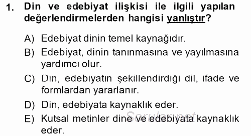 Türk İslam Edebiyatı 2014 - 2015 Ara Sınavı 1.Soru