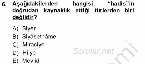 Türk İslam Edebiyatı 2014 - 2015 Ara Sınavı 6.Soru