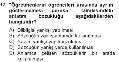 Türkçe Yazılı Anlatım 2012 - 2013 Dönem Sonu Sınavı 17.Soru
