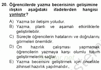 Türkçe Yazılı Anlatım 2012 - 2013 Dönem Sonu Sınavı 20.Soru