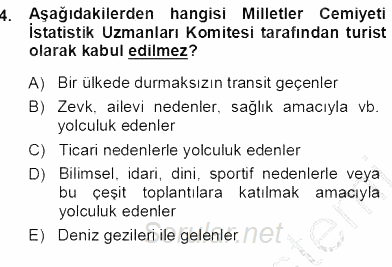 Genel Turizm Bilgisi 2013 - 2014 Ara Sınavı 4.Soru
