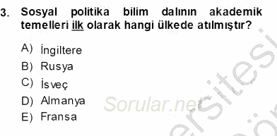 Sosyal Politika 1 2013 - 2014 Ara Sınavı 3.Soru