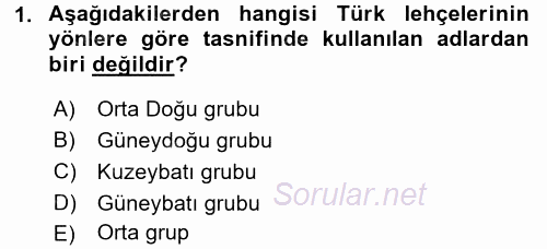 Çağdaş Türk Yazı Dilleri 1 2016 - 2017 3 Ders Sınavı 1.Soru