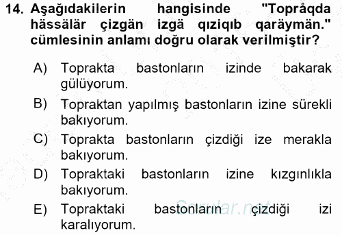Çağdaş Türk Yazı Dilleri 1 2016 - 2017 3 Ders Sınavı 14.Soru