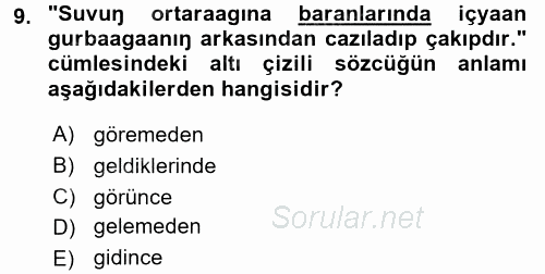 Çağdaş Türk Yazı Dilleri 1 2016 - 2017 3 Ders Sınavı 9.Soru