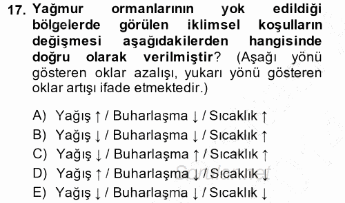 Çevre Sorunları ve Politikaları 2013 - 2014 Ara Sınavı 17.Soru