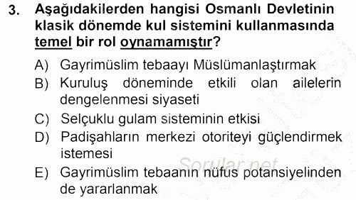 Osmanlı Merkez ve Taşra Teşkilatı 2012 - 2013 Ara Sınavı 3.Soru