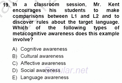 Çocuklara Yabancı Dil Öğretimi 1 2012 - 2013 Ara Sınavı 19.Soru