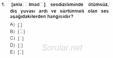 Genel Dilbilim 2 2014 - 2015 Ara Sınavı 1.Soru