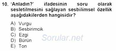 Genel Dilbilim 2 2014 - 2015 Ara Sınavı 10.Soru