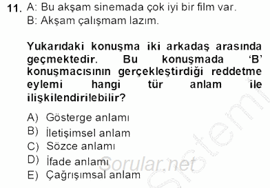 Genel Dilbilim 2 2014 - 2015 Ara Sınavı 11.Soru