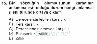 Genel Dilbilim 2 2014 - 2015 Ara Sınavı 15.Soru