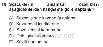 Genel Dilbilim 2 2014 - 2015 Ara Sınavı 16.Soru