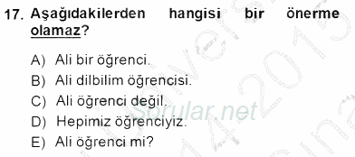Genel Dilbilim 2 2014 - 2015 Ara Sınavı 17.Soru