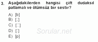 Genel Dilbilim 2 2014 - 2015 Ara Sınavı 3.Soru