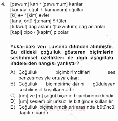 Genel Dilbilim 2 2014 - 2015 Ara Sınavı 4.Soru