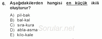 Genel Dilbilim 2 2014 - 2015 Ara Sınavı 6.Soru