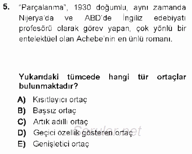 Genel Dilbilim 1 2012 - 2013 Dönem Sonu Sınavı 5.Soru