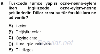 Genel Dilbilim 1 2012 - 2013 Dönem Sonu Sınavı 6.Soru