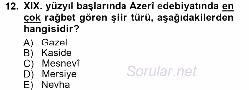 Çağdaş Türk Edebiyatları 1 2012 - 2013 Ara Sınavı 12.Soru