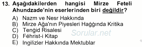 Çağdaş Türk Edebiyatları 1 2012 - 2013 Ara Sınavı 13.Soru