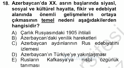 Çağdaş Türk Edebiyatları 1 2012 - 2013 Ara Sınavı 18.Soru