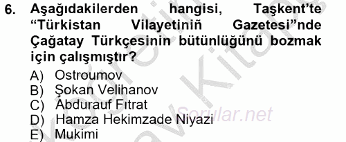 Çağdaş Türk Edebiyatları 1 2012 - 2013 Ara Sınavı 6.Soru