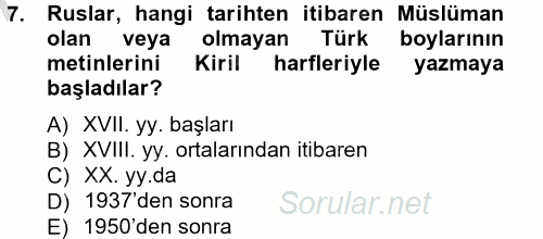 Çağdaş Türk Edebiyatları 1 2012 - 2013 Ara Sınavı 7.Soru