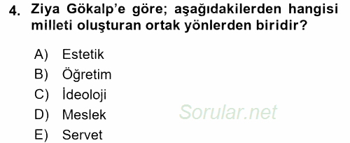 Türk Sosyologları 2015 - 2016 Tek Ders Sınavı 4.Soru