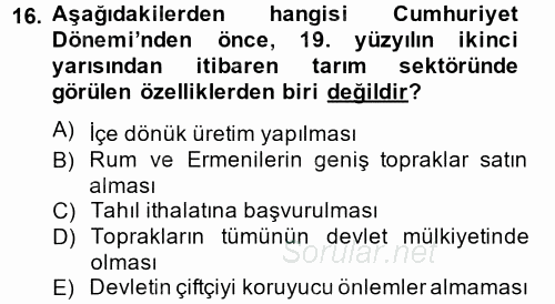 Atatürk İlkeleri Ve İnkılap Tarihi 1 2012 - 2013 Dönem Sonu Sınavı 16.Soru