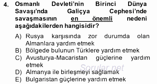 Atatürk İlkeleri Ve İnkılap Tarihi 1 2012 - 2013 Dönem Sonu Sınavı 4.Soru