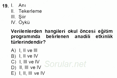 Türkçe Yazılı Anlatım 2014 - 2015 Dönem Sonu Sınavı 19.Soru