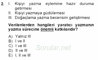 Türkçe Yazılı Anlatım 2014 - 2015 Dönem Sonu Sınavı 2.Soru