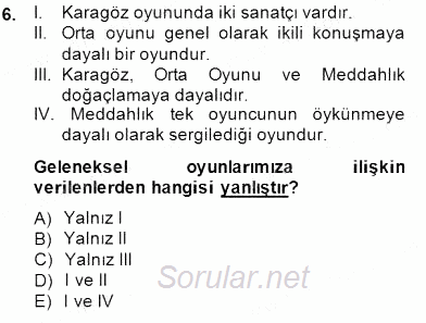 Türkçe Yazılı Anlatım 2014 - 2015 Dönem Sonu Sınavı 6.Soru