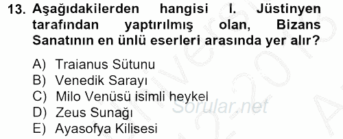 Görsel Kültür 2012 - 2013 Ara Sınavı 13.Soru