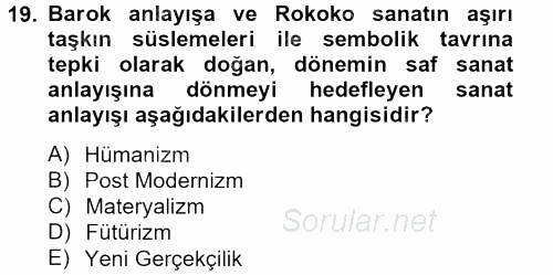Görsel Kültür 2012 - 2013 Ara Sınavı 19.Soru