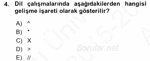 Türkçe Ses Bilgisi 2015 - 2016 Ara Sınavı 4.Soru