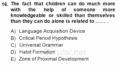 Çocuklara Yabancı Dil Öğretimi 1 2014 - 2015 Dönem Sonu Sınavı 16.Soru