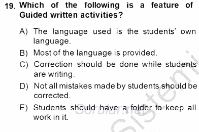 Çocuklara Yabancı Dil Öğretimi 1 2014 - 2015 Dönem Sonu Sınavı 19.Soru