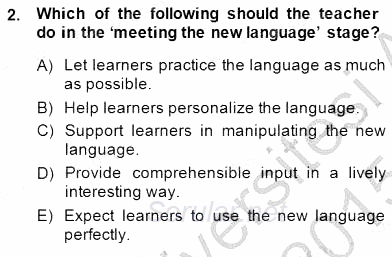 Çocuklara Yabancı Dil Öğretimi 1 2014 - 2015 Dönem Sonu Sınavı 2.Soru