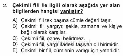 Türkçe Cümle Bilgisi 2 2012 - 2013 Ara Sınavı 2.Soru