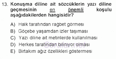 Türk Dili 1 2012 - 2013 Tek Ders Sınavı 13.Soru