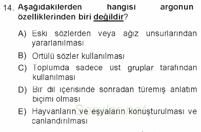 Türk Dili 1 2012 - 2013 Tek Ders Sınavı 14.Soru