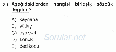 Türk Dili 1 2012 - 2013 Tek Ders Sınavı 20.Soru