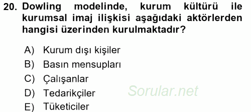 Kurum Kültürü 2016 - 2017 Ara Sınavı 20.Soru
