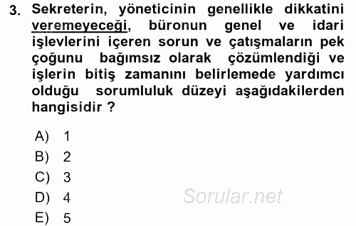 Yönetici Asistanlığı 2016 - 2017 Ara Sınavı 3.Soru