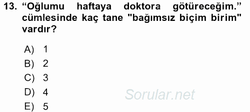 Türk Dili 1 2016 - 2017 Ara Sınavı 13.Soru