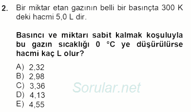 Genel Kimya 2 2012 - 2013 Dönem Sonu Sınavı 2.Soru
